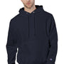 Champion Mens Shrink Resistant Hooded Sweatshirt Hoodie w/ Pouch Pocket - Navy Blue