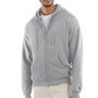 Champion Mens Double Dry Eco Moisture Wicking Fleece Full Zip Hooded Sweatshirt Hoodie w/ Pockets - Light Steel Grey