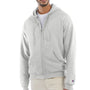 Champion Mens Double Dry Eco Moisture Wicking Fleece Full Zip Hooded Sweatshirt Hoodie w/ Pockets - Silver Grey