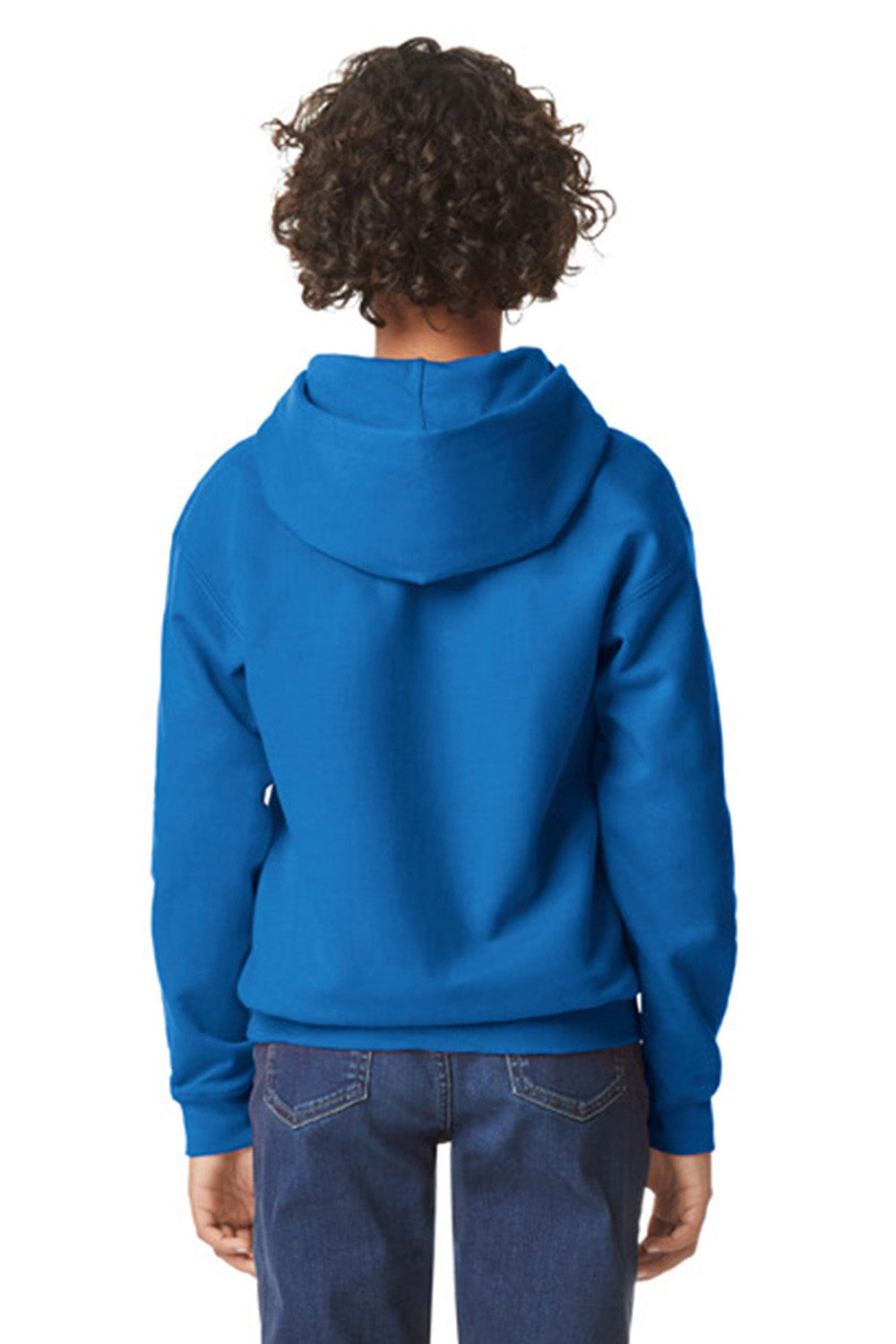 Gildan SF500B Youth Softstyle Hooded Sweatshirt Hoodie Royal Blue Model Back