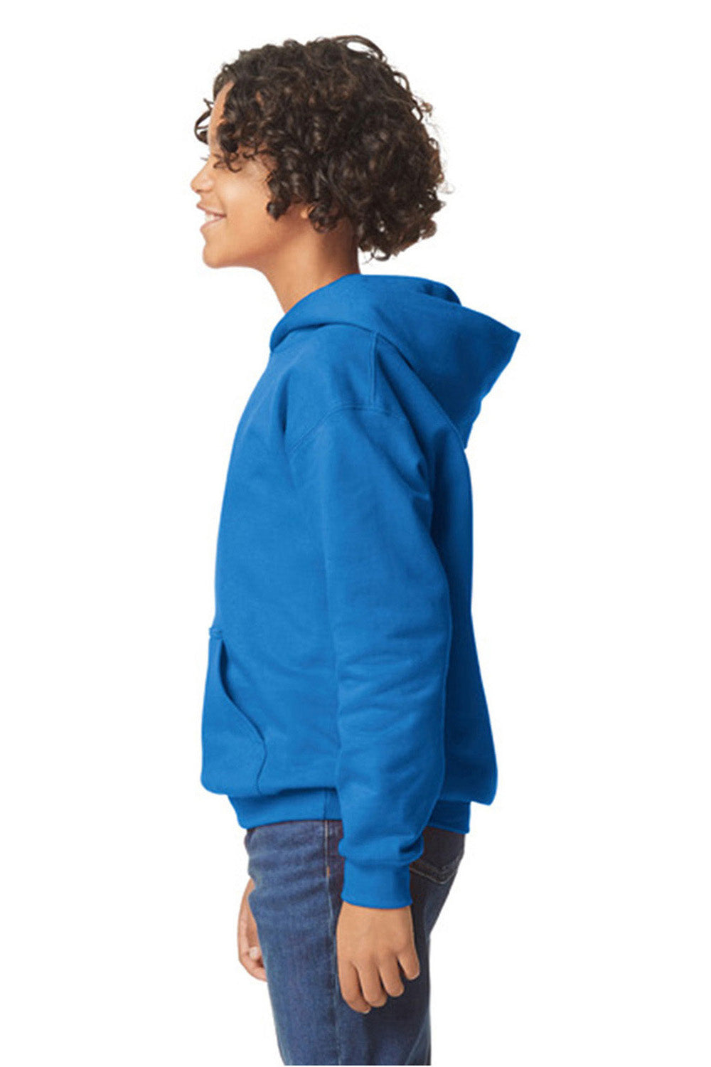 Gildan SF500B Youth Softstyle Hooded Sweatshirt Hoodie Royal Blue Model Side