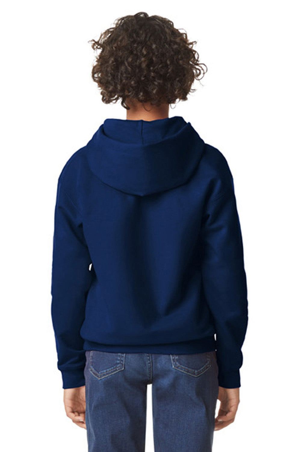 Gildan SF500B Youth Softstyle Hooded Sweatshirt Hoodie Navy Blue Model Back