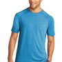 Sport-Tek Mens Moisture Wicking Short Sleeve Crewneck T-Shirt - Heather Pond Blue