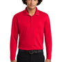 Sport-Tek Mens RacerMesh Moisture Wicking Long Sleeve Polo Shirt - True Red