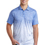 Sport-Tek Mens Ombre Heather Moisture Wicking Short Sleeve Polo Shirt - White/True Royal Blue