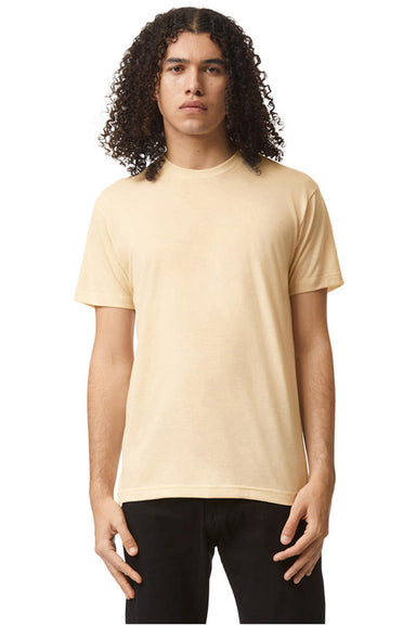 American Apparel TR401 Mens Track Short Sleeve Crewneck T-Shirt Cream Model Front