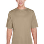 Team 365 Mens Zone Performance Moisture Wicking Short Sleeve Crewneck T-Shirt - Desert Khaki Brown