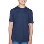 Team 365 Youth Sonic Performance Heather Moisture Wicking Short Sleeve Crewneck T-Shirt - Heather Dark Navy Blue