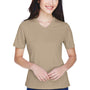 Team 365 Womens Zone Performance Moisture Wicking Short Sleeve V-Neck T-Shirt - Desert Khaki Brown