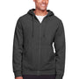 Team 365 Mens Zone HydroSport Fleece Water Resistant Full Zip Hooded Sweatshirt Hoodie w/ Pockets - Heather Dark Grey