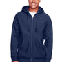 Team 365 Mens Zone HydroSport Fleece Water Resistant Full Zip Hooded Sweatshirt Hoodie w/ Pockets - Dark Navy Blue