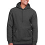 Team 365 Mens Zone HydroSport Fleece Water Resistant Hooded Sweatshirt Hoodie w/ Pouch Pocket - Heather Dark Grey