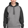 Team 365 Mens Zone HydroSport Water Resistant Colorblock Hooded Sweatshirt Hoodie w/ Pouch Pocket - Heather Dark Grey/Black
