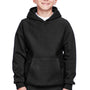 Team 365 Youth Zone HydroSport Fleece Water Resistant Hooded Sweatshirt Hoodie w/ Pouch Pocket - Black
