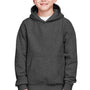 Team 365 Youth Zone HydroSport Fleece Water Resistant Hooded Sweatshirt Hoodie w/ Pouch Pocket - Heather Dark Grey