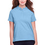 UltraClub Womens Lakeshore Performance Moisture Wicking Short Sleeve Polo Shirt - Columbia Blue - Closeout