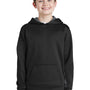 Sport-Tek Youth Sport-Wick Moisture Wicking Fleece Hooded Sweatshirt Hoodie w/ Pouch Pocket - Black/Dark Smoke Grey