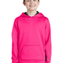 Sport-Tek Youth Sport-Wick Moisture Wicking Fleece Hooded Sweatshirt Hoodie w/ Pouch Pocket - Neon Pink/Black - Closeout