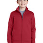 Sport-Tek Youth Sport-Wick Moisture Wicking Fleece Full Zip Sweatshirt w/ Pockets - Deep Red