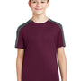 Sport-Tek Youth Competitor Moisture Wicking Short Sleeve Crewneck T-Shirt - Maroon/Iron Grey - Closeout