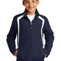 Sport-Tek Youth Water Resistant Full Zip Jacket - True Navy Blue/White