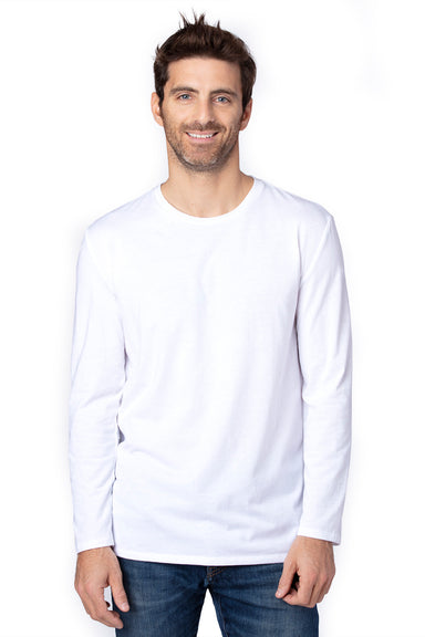Threadfast Apparel 100LS Mens Ultimate Long Sleeve Crewneck T-Shirt White Front