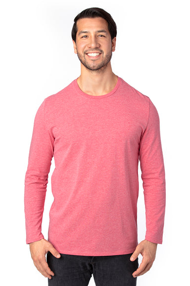Threadfast Apparel 100LS Mens Ultimate Long Sleeve Crewneck T-Shirt Heather Red Front