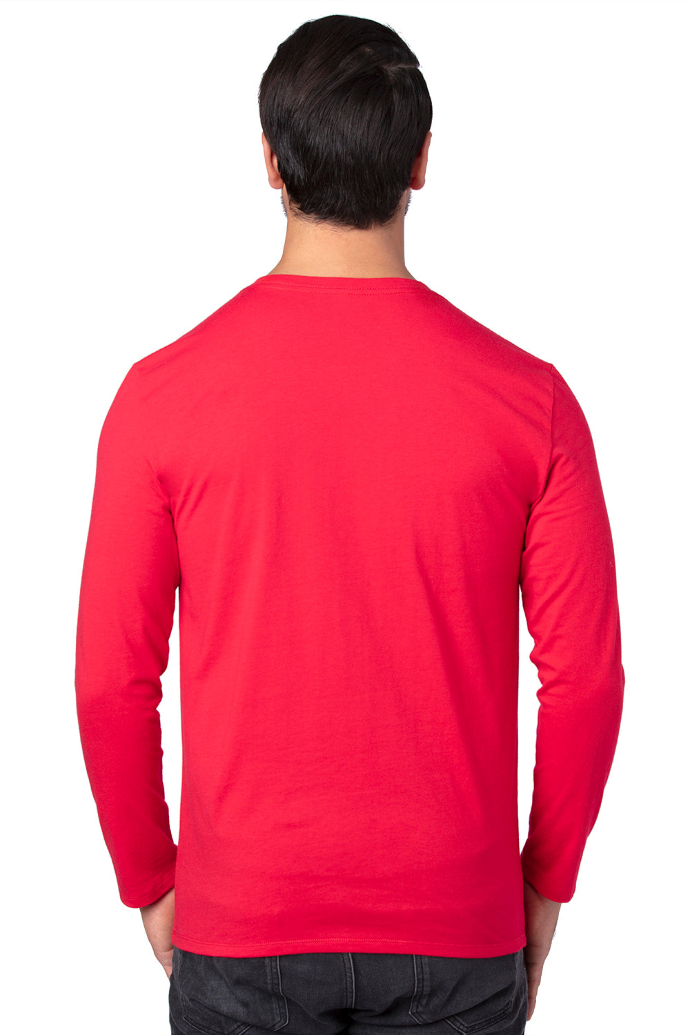 Threadfast Apparel 100LS Mens Ultimate Long Sleeve Crewneck T-Shirt Red Back