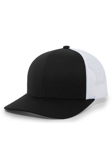 Pacific Headwear 104C Mens Snapback Trucker Hat Black/White Front