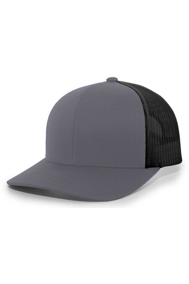Pacific Headwear 104C Mens Snapback Trucker Hat Graphite Grey/Black Front
