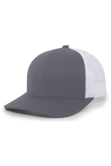 Pacific Headwear 104C Mens Snapback Trucker Hat Graphite Grey/White Front