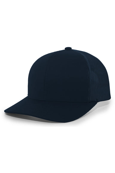 Pacific Headwear 104C Mens Snapback Trucker Hat Navy Blue Front