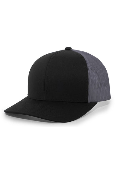 Pacific Headwear 104C Mens Snapback Trucker Hat Black/Graphite Grey Front