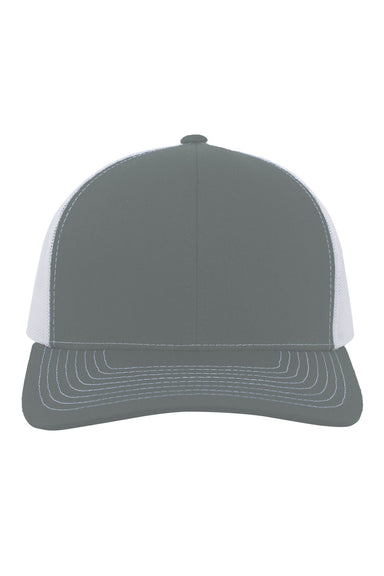 Pacific Headwear 104S Mens Contrast Stitch Snapback Trucker Hat Graphite Grey/White Front