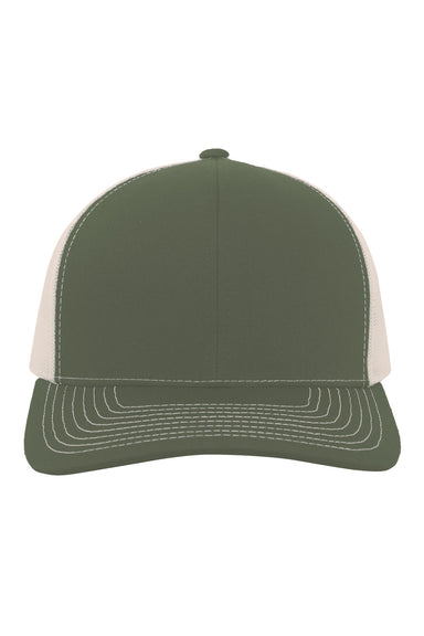 Pacific Headwear 104S Mens Contrast Stitch Snapback Trucker Hat Moss Green/Beige Front