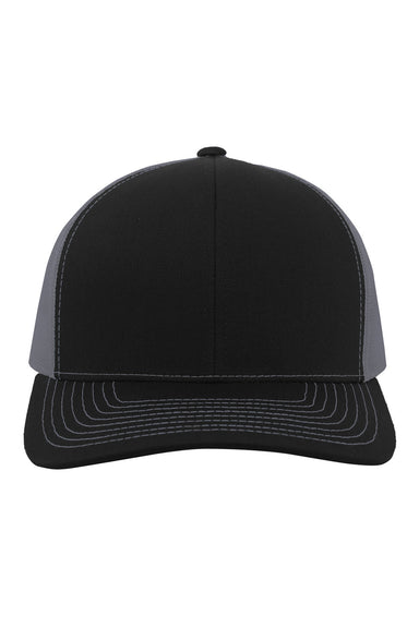 Pacific Headwear 104S Mens Contrast Stitch Snapback Trucker Hat Black/Graphite Grey Front