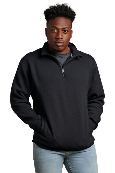 Russell Athletic 1Z4HBM Mens Dri-Power Fleece 1/4 Zip Sweatshirt Black Front