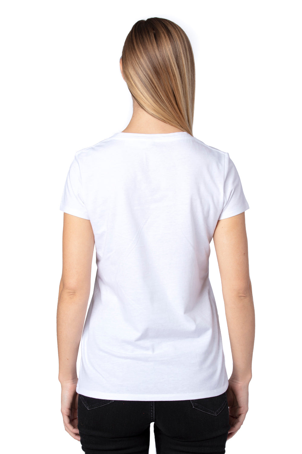 Threadfast Apparel 200RV Womens Ultimate Short Sleeve V-Neck T-Shirt White Back
