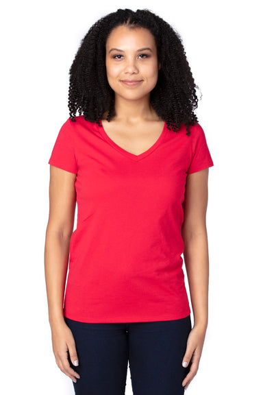 Threadfast Apparel 200RV Womens Ultimate Short Sleeve V-Neck T-Shirt Red Front