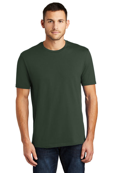 District DT104 Mens Perfect Weight Short Sleeve Crewneck T-Shirt Forest Green Front