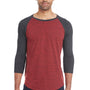 Threadfast Apparel Mens 3/4 Sleeve Crewneck T-Shirt - Cardinal Red/Black