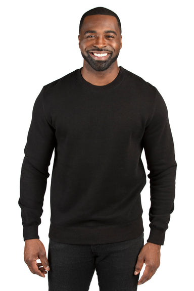 Threadfast Apparel 320C Mens Ultimate Fleece Crewneck Sweatshirt Black Front