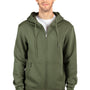 Threadfast Apparel Mens Ultimate Fleece Full Zip Hooded Sweatshirt Hoodie - Army Green