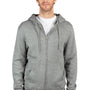 Threadfast Apparel Mens Ultimate Fleece Full Zip Hooded Sweatshirt Hoodie - Heather Grey