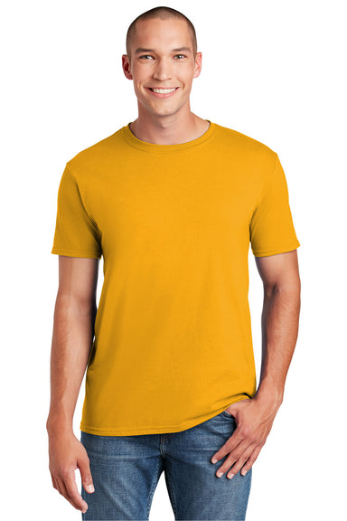 Gildan 64000/G640 Mens Softstyle Short Sleeve Crewneck T-Shirt Gold Front