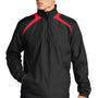 Sport-Tek Mens Water Resistant 1/4 Zip Wind Jacket - Black/True Red