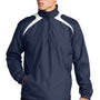 Sport-Tek Mens Water Resistant 1/4 Zip Wind Jacket - True Navy Blue/White