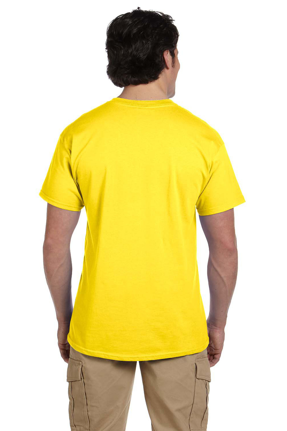 Fruit Of The Loom 3931 Mens HD Jersey Short Sleeve Crewneck T-Shirt Yellow Back