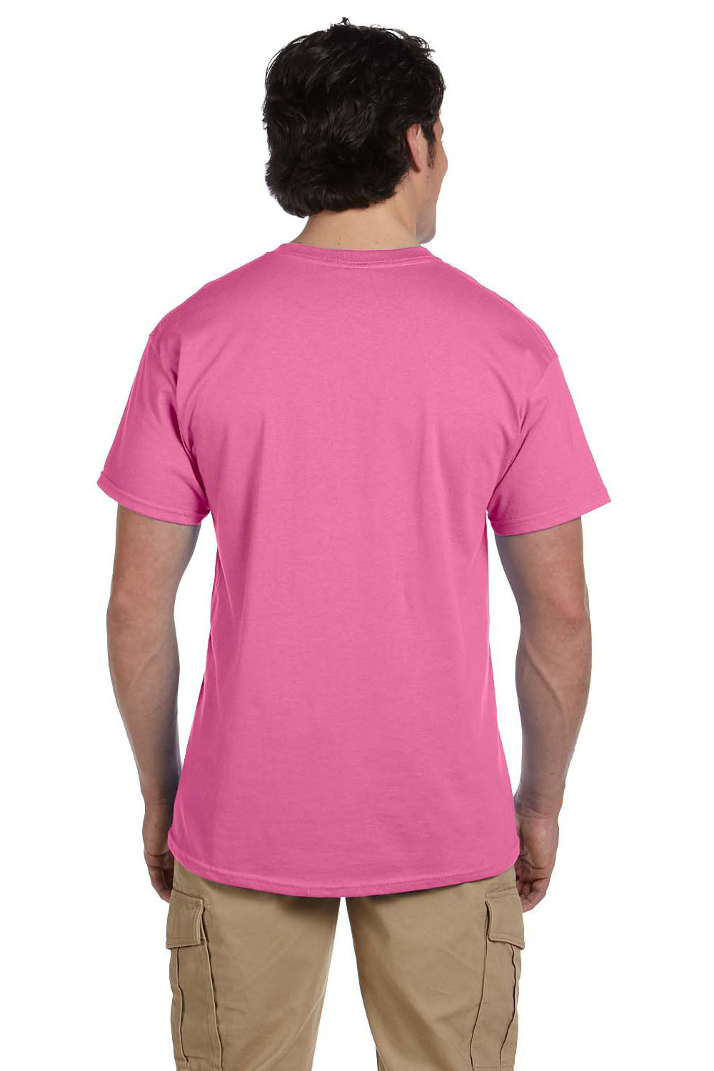 Fruit Of The Loom 3931 Mens HD Jersey Short Sleeve Crewneck T-Shirt Azalea Pink Back