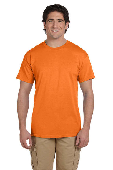 Fruit Of The Loom 3931 Mens HD Jersey Short Sleeve Crewneck T-Shirt Safety Orange Front